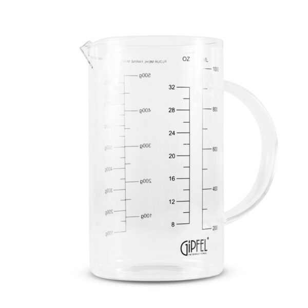 GIPFEL Matavimo ąsotis (puodelis) 5379 | 1 L, Borosilikatinis stiklas