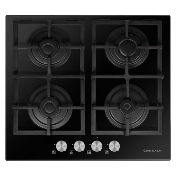GÜNTER & HAUER Gāzes plīts virsma GL 64 B | 4 degļi, paaugstinātas jaudas deglis, stikla keramika, melna