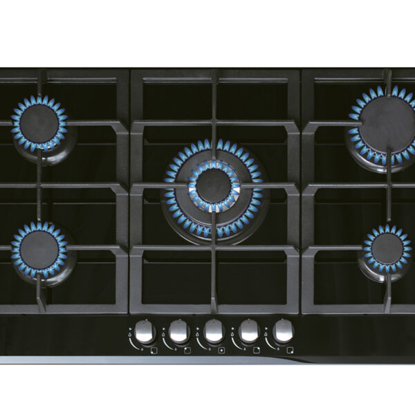 CATA Gāzes plīts virsma LCI 9041 BK WOK (Bojāts iepakojums) | 5 degļi, čuguna turētāji, 10.9 kW