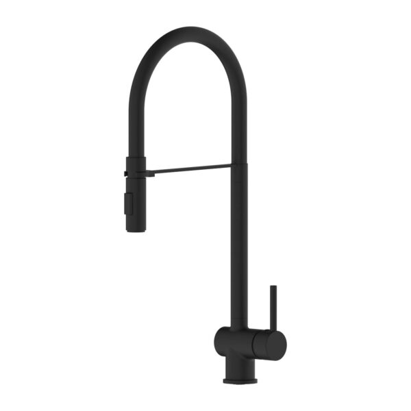 GÜNTER&HAUER Virtuves Maisītājs EDEL Black | Izvelkama Šļūtene, 360° Rotācija, Matēta Melna Apdare