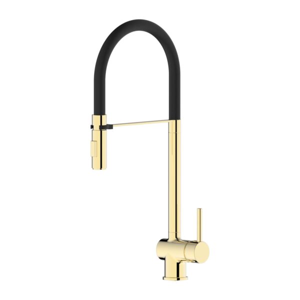 GÜNTER&HAUER Virtuves Jaucējkrāns EDEL Gold | Izvelkama Šļūtene, 360° Rotācija, Zelta Apdare