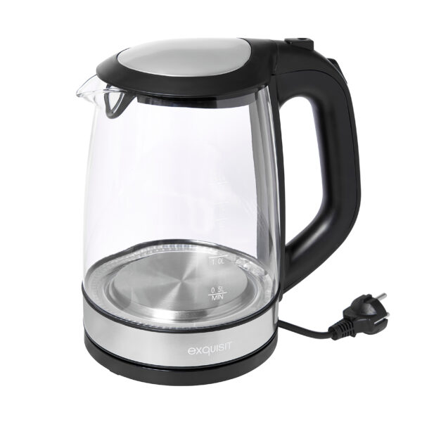 Exquisit Elektriskā tējkanna WK 3501 SWG | 2 L, 2200 W, Stikla korpuss, 360° pamatne