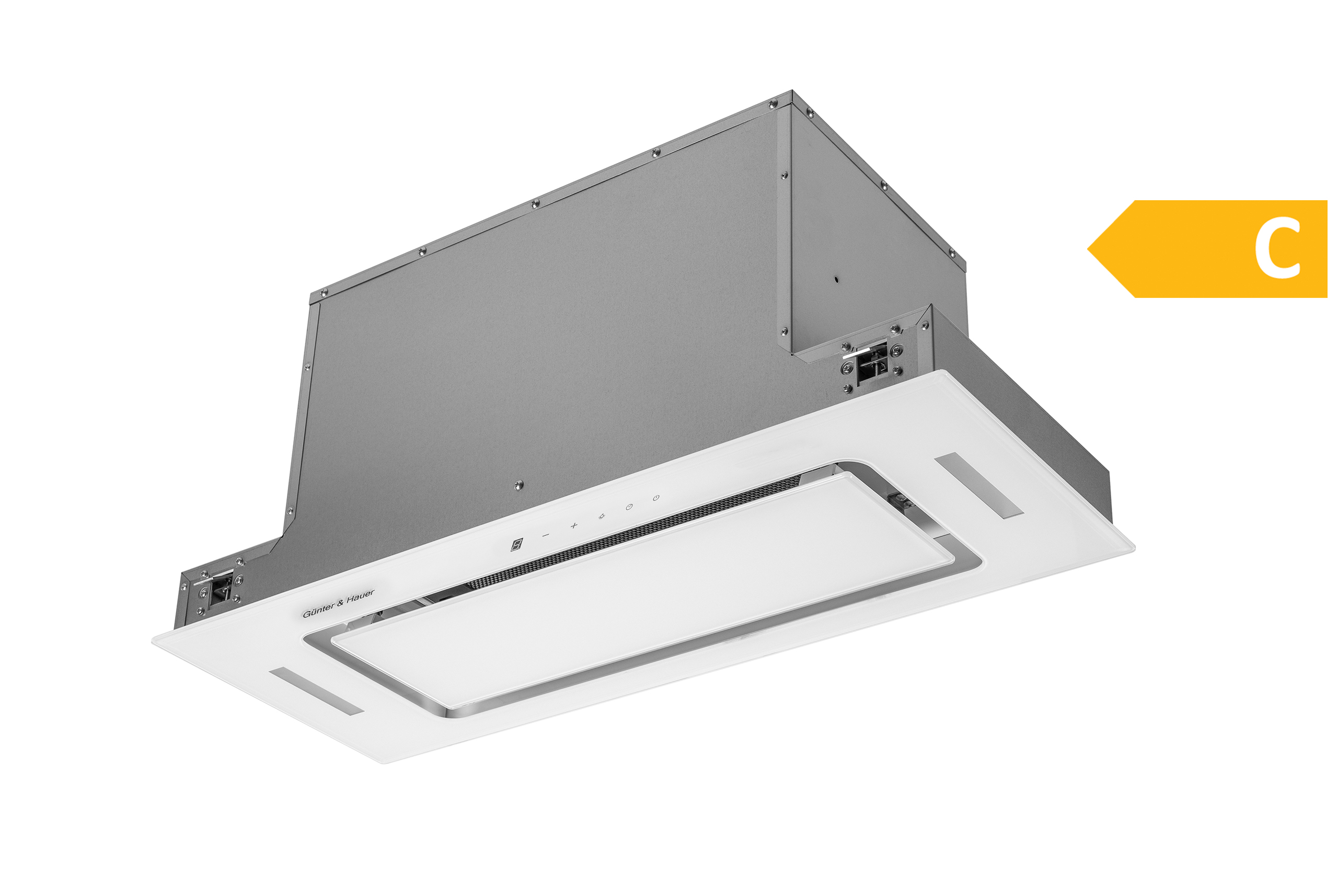 Gartraukis-Gunter-Hauer-ATALA-1060-GLW Günter & Hauer Iebūvējamais tvaika nosūcējs ATALA 1060 GLW | 1200 m³/h, Perimetrālā vilkme, Balts stikls - Image 1