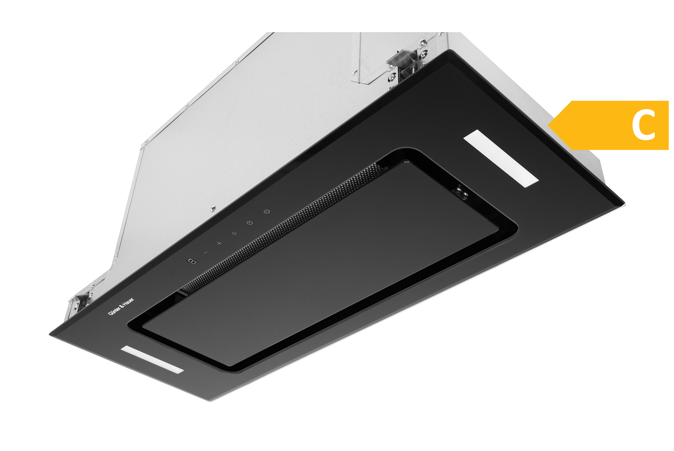 Gartraukis-Gunter-Hauer-ATALA-1075-GL Günter & Hauer Iebūvējams tvaika nosūcējs ATALA 1075 GL | 1200 m³/h, Perimetrālā vilkme, Melns stikls - Image 1