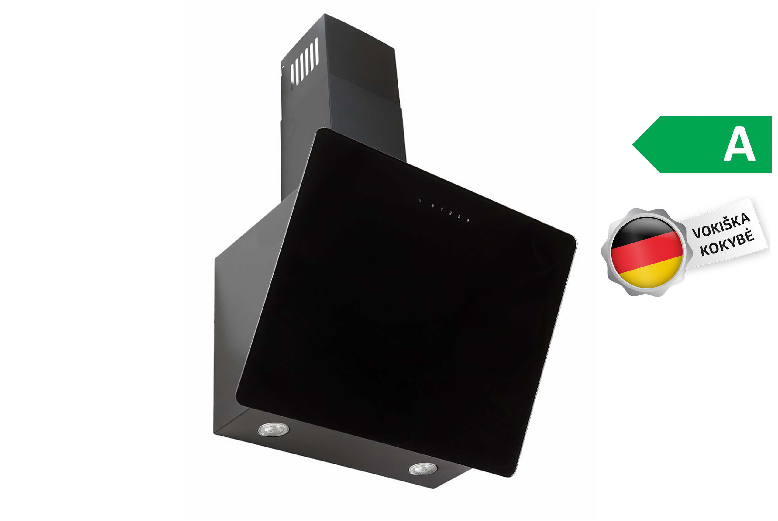 Gartraukis-Vlano-MELIA-60-BK-Juodas Vlano Sienas tvaika nosūcējs MELIA 60 BK | 1000 m³/h, Perimetrālā nosūkšana, A enerģijas klase, 60 cm - Image 1