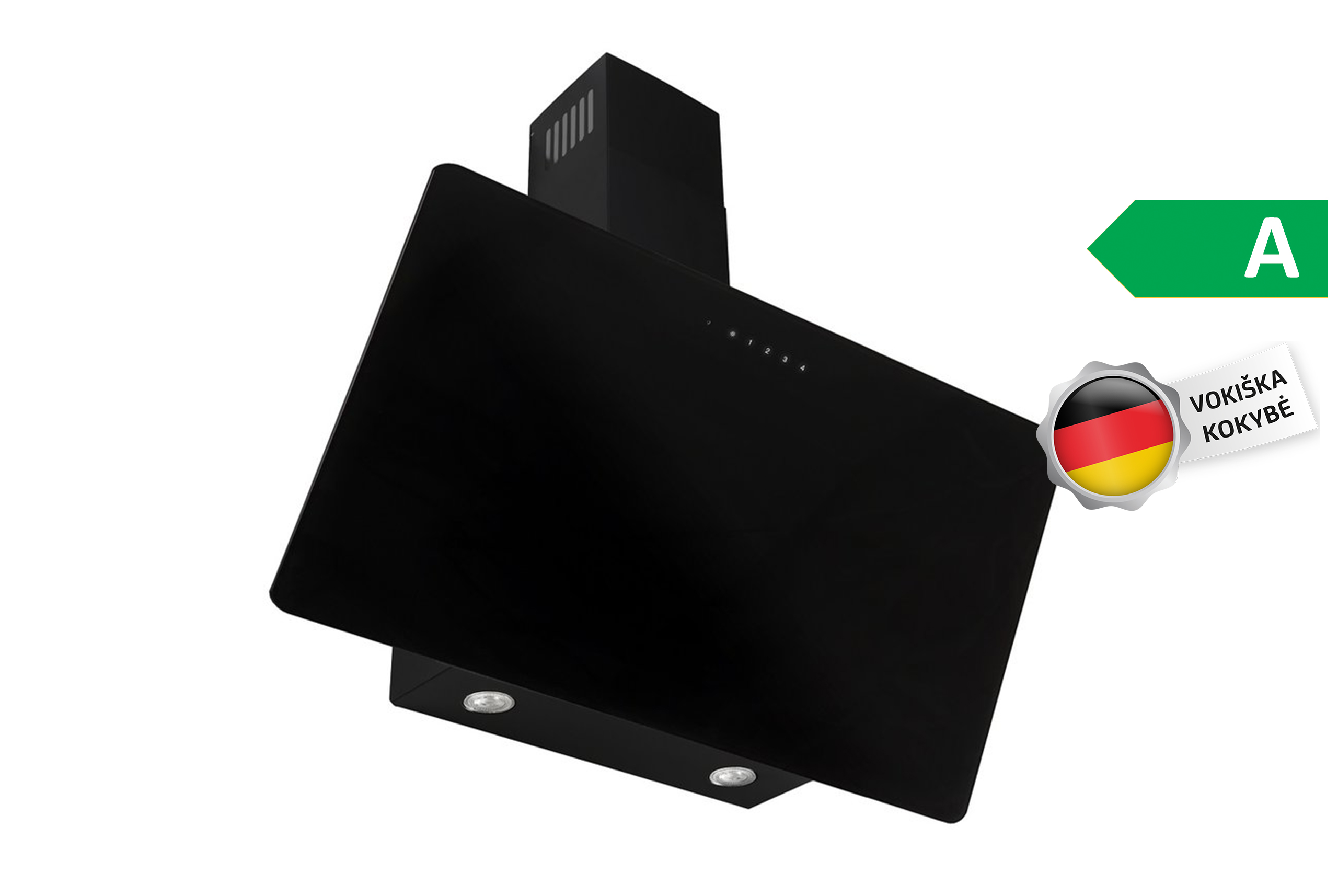 Gartraukis-Vlano-MELIA-90-BK-Juodas Vlano Sienas tvaika nosūcējs MELIA 90 BK | 1000 m³/h, Perimetrālā nosūkšana, A enerģijas klase, 90 cm - Image 1