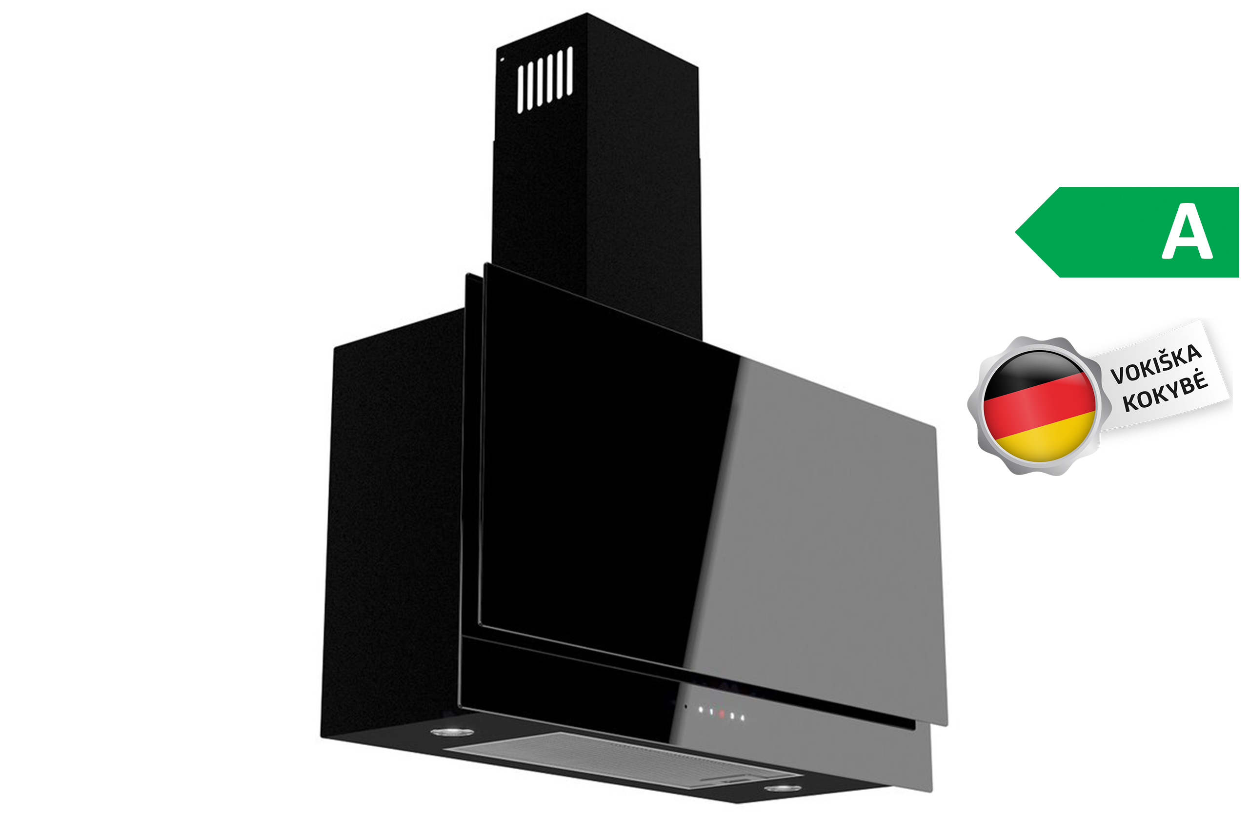 Gartraukis-Vlano-PLANUS-90-Dark-Juodas Vlano Sienas tvaika nosūcējs PLANUS 90 Dark | 1000 m³/h, A enerģijas klase, Perimetrālā vilkme, 90 cm - Image 1