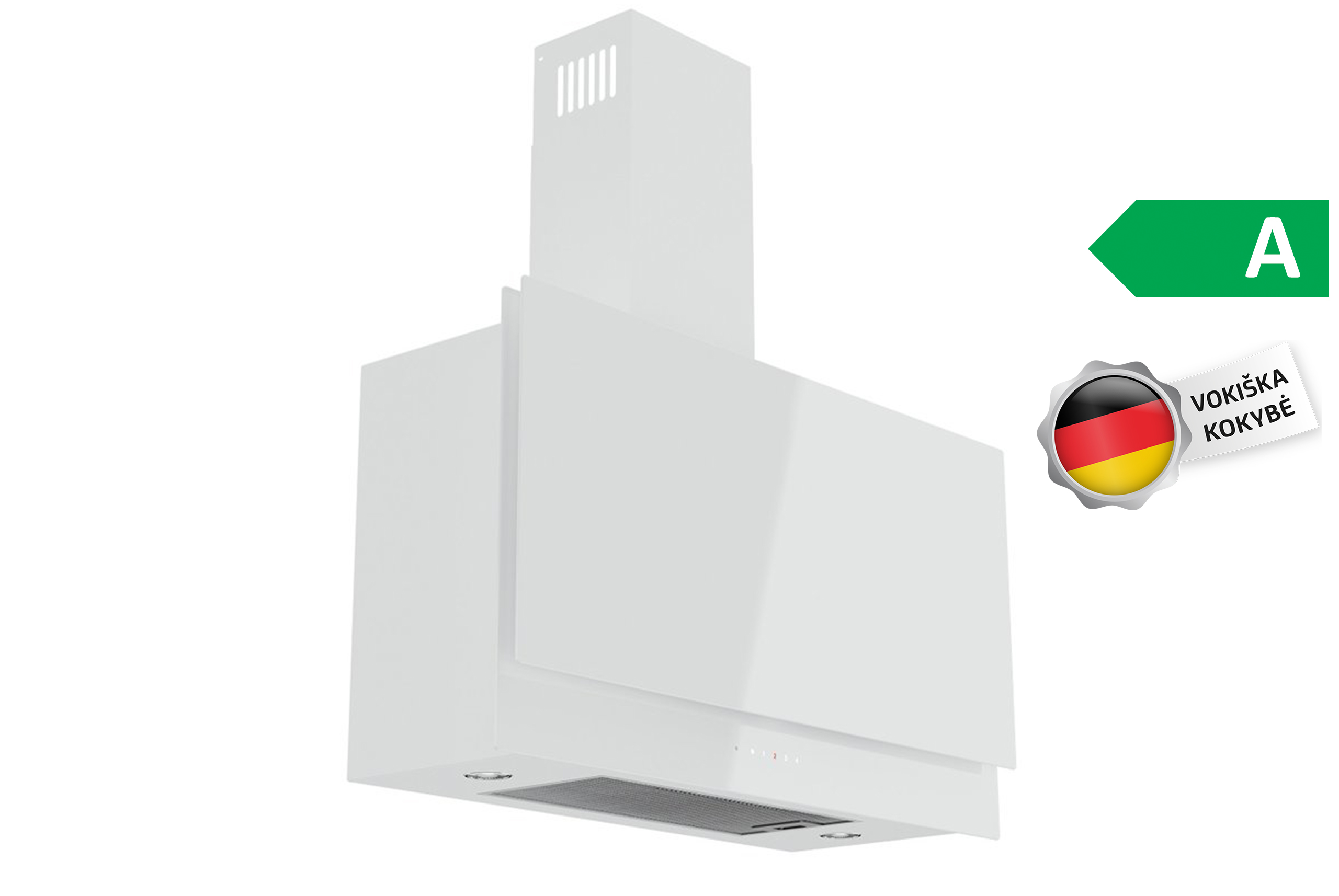 Gartraukis-Vlano-PLANUS-90-White-Baltas Vlano Sienas tvaika nosūcējs PLANUS 90 White | 1000 m³/h, A enerģijas klase, Perimetrālā nosūkšana, 90 cm - Image 1