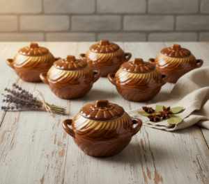 Molio Puodai Troškinimui (Čenakinės) 6 vnt. | 450 ml, Keramika, Tinka Orkaitėms ir Mikrobangų Krosnelėms