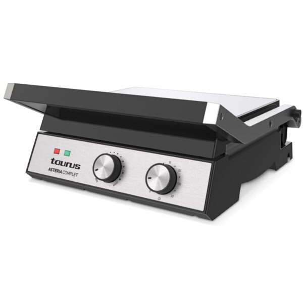 TAURUS Elektriskais Grils GR2001X | 2000 W, Atverams 180°, Noņemamas Plāksnes, Taimeris