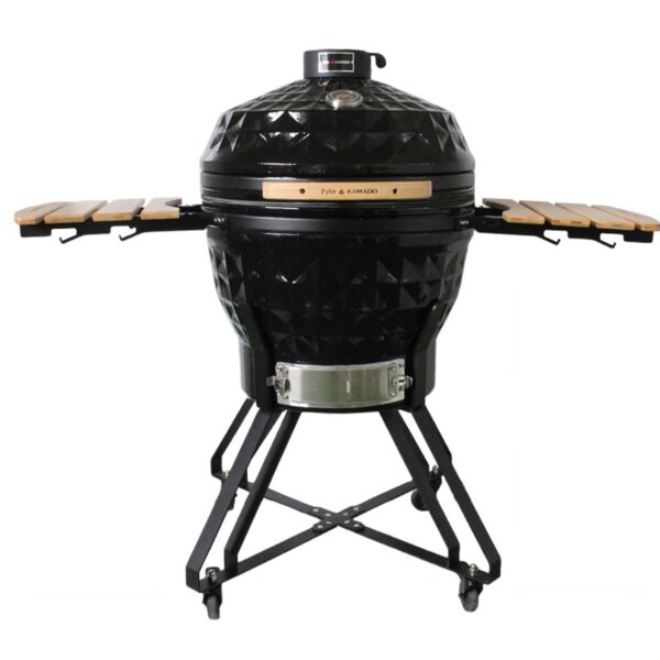 ZYLE Kamado Grils ZY24KSBLDISET | 62 cm (24 collu) "DIAMOND" stila, VISU EKSPLUATĀCIJAS LAIKU GARANTIJA, Melns