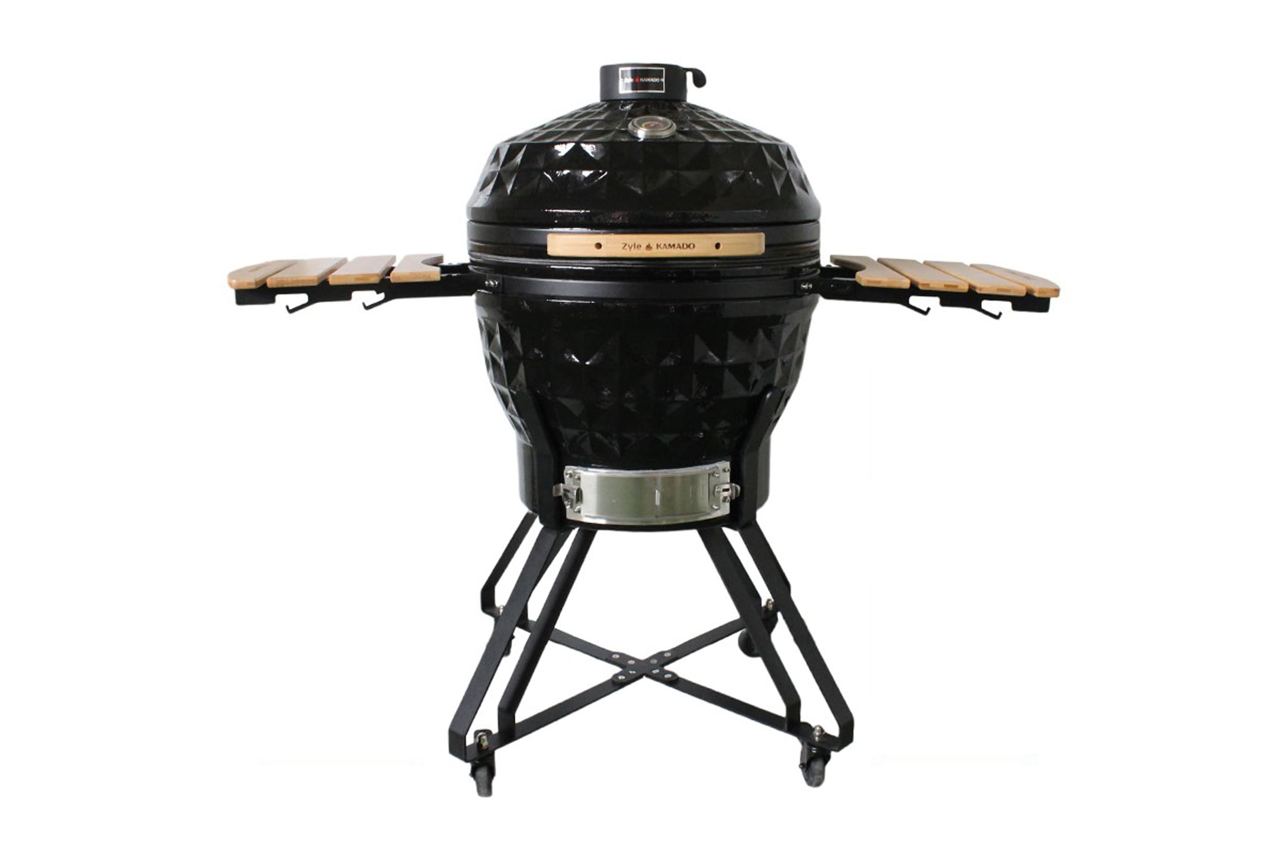 Grilis-ZY24KSBLDISET-1 ZYLE Kamado Grils ZY24KSBLDISET | 62 cm (24 collu) "DIAMOND" stila, VISU EKSPLUATĀCIJAS LAIKU GARANTIJA, Melns - Image 1