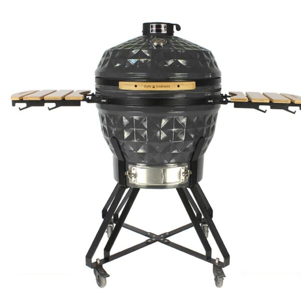 ZYLE Kamado Grils ZY24KSGYDISET | 62 cm (24 collas), "DIAMOND" stila, VISU EKSPLUATĀCIJAS LAIKU GARANTIJA, Pelēks