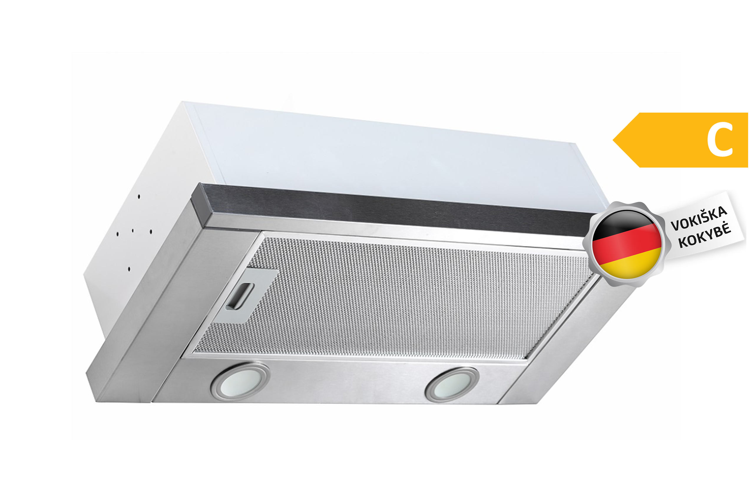 Imontuojamas-Gartraukis-Vlano-TL-60-IX-Nerudijancio-plieno-2 Vlano Iebūvējams tvaika nosūcējs TL 60 IX | 700 m³/h, Teleskopisks, C enerģijas klase, Nerūsējošais tērauds - Image 1