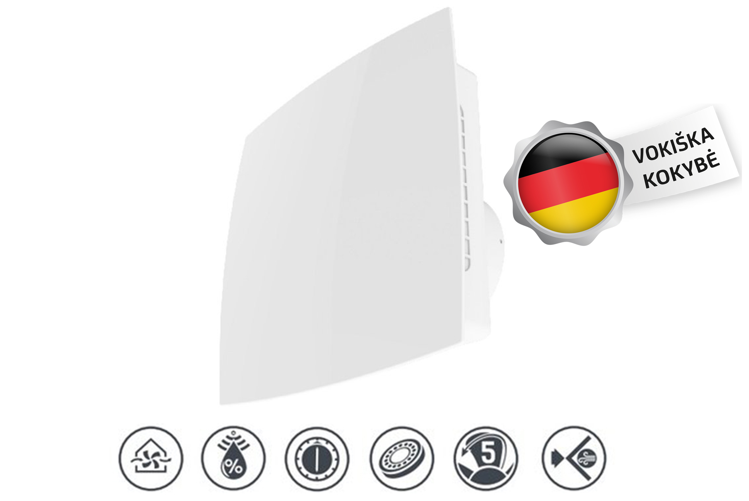 Istraukimo-Ventiliatorius-Vlano-100-AV-TH-su-Laikmaciu-ir-Dregmes-Jutikliu-2 Vlano Izplūdes ventilators 100 AV TH | Ø 100 mm, Taimeris, Mitruma sensors - Image 1