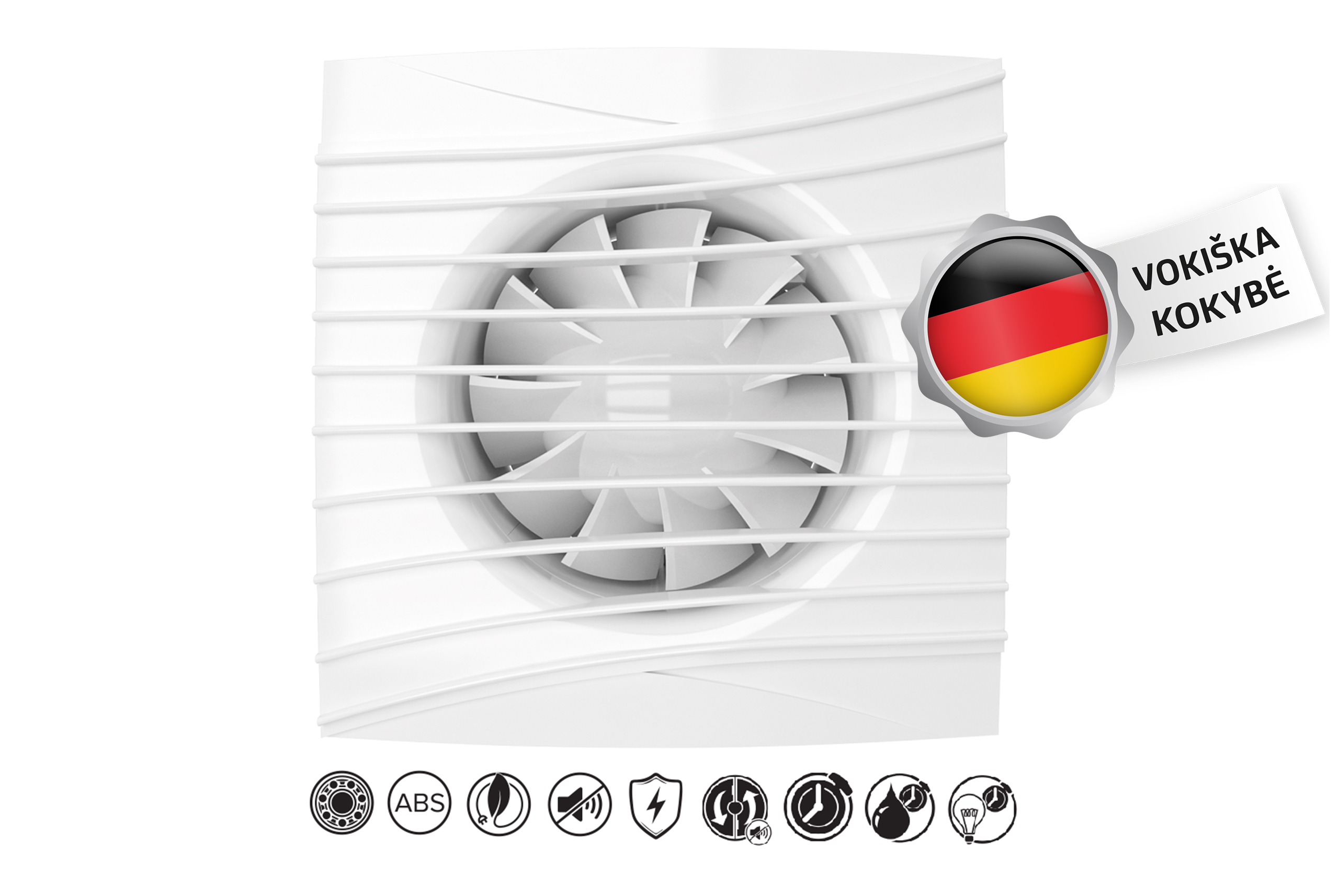 Istraukimo-Ventiliatorius-Vlano-A-100-T-Paprasta-Komplekacija-⌀100 Vlano Vannas istabas ventilators ONDA 100 TH | Ø 100 mm, Mitruma sensors, Kluss (25 dB) - Image 1