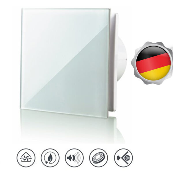 Vlano Nosūces ventilators A-100 Balts | Ø 100 mm, Stikla panelis, Atpakaļvārsts