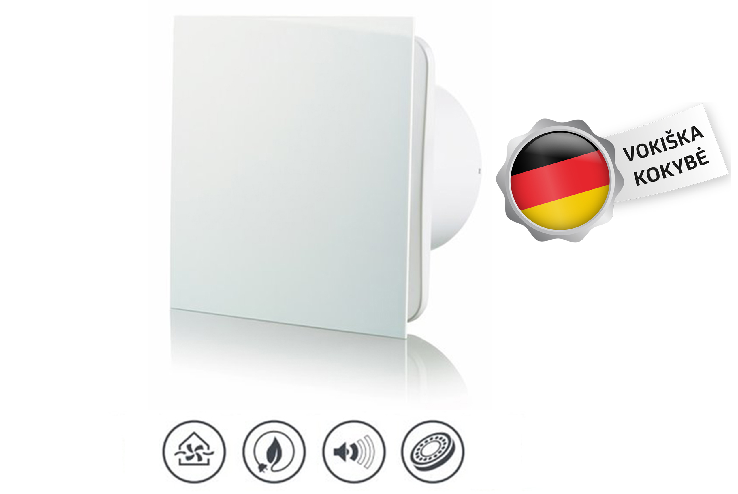 Istraukimo-Ventiliatorius-Vlano-S-100-Balta-Paprasta-Komplektacija-⌀100 Vlano Izplūdes ventilators S-100 | Ø 100 mm, Kluss (26 dB), Balts - Image 1