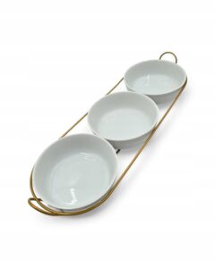 LICHTENBERG Apvalių Dubenėlių Rinkinys HL-14465 | 3 Porcelianiniai Dubenys su Stovu