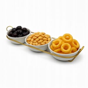 LICHTENBERG Apvalių Dubenėlių Rinkinys HL-14465 | 3 Porcelianiniai Dubenys su Stovu