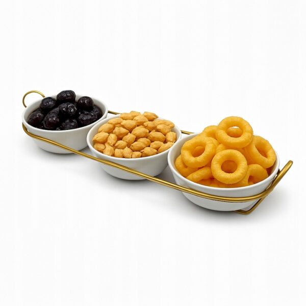 LICHTENBERG Apvalių Dubenėlių Rinkinys HL-14465 | 3 Porcelianiniai Dubenys su Stovu