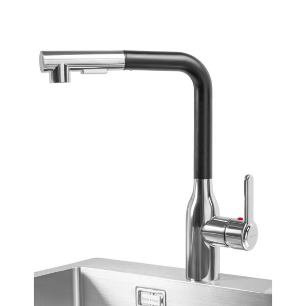 GÜNTER & HAUER Virtuves Maisītājs DUNKEL Cr-BI | 360° Grozāms Snīpis, Keramikas Kārtridžs, Melns + Hroms