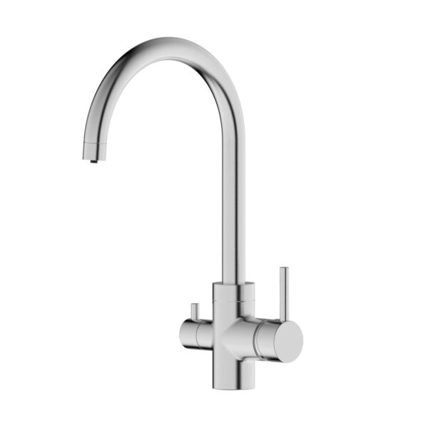 GÜNTER&HAUER Virtuves maisītājs HAFEN Brush | Divas sviras, filtrēta ūdens savienojums, 360° pagrieziens