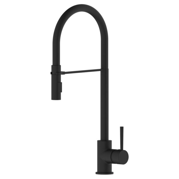 GÜNTER&HAUER Virtuves Jaucējkrāns ROBUST Black | Elastīga Izteka, Dušas Funkcija, 360° Rotācija