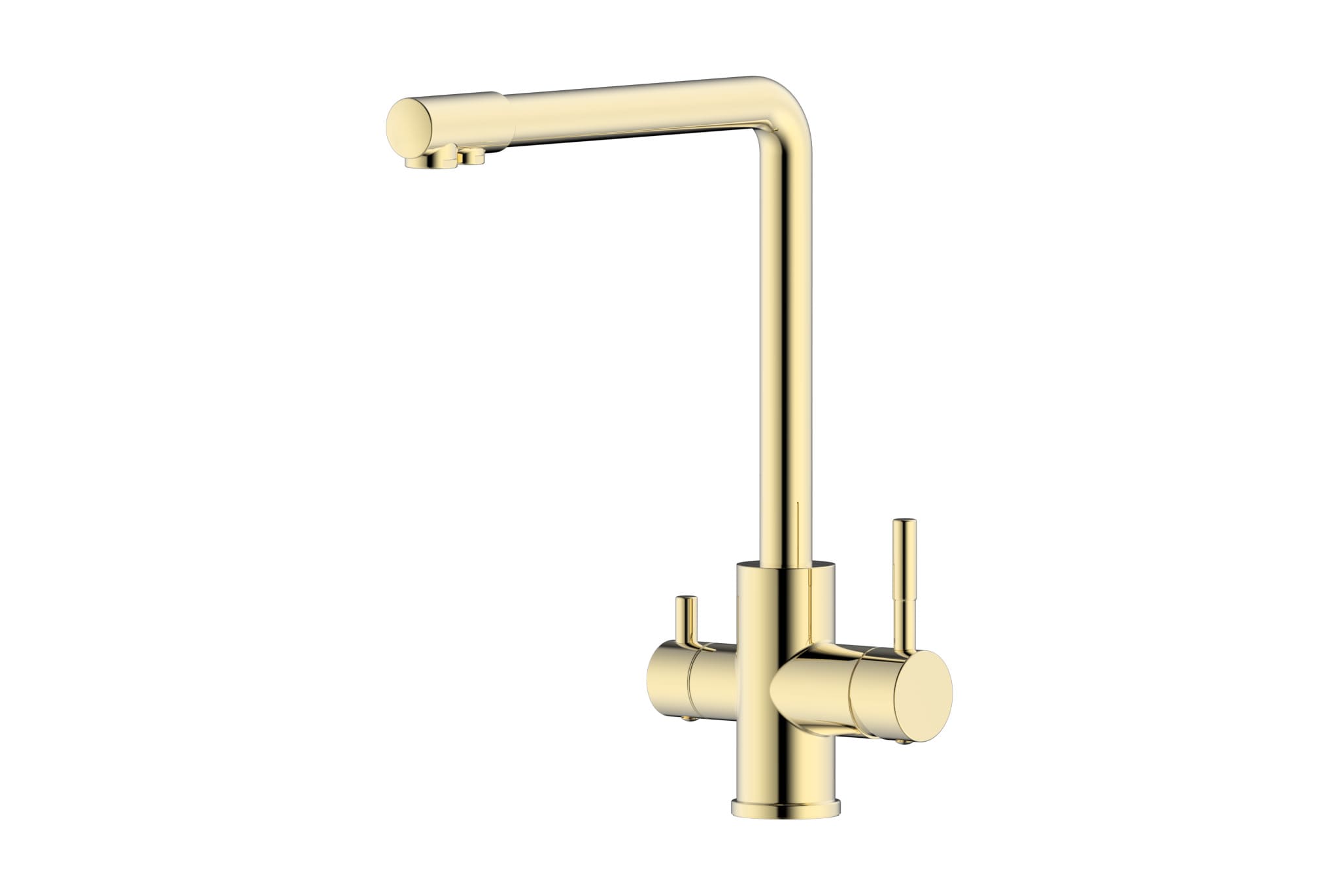 PERLE-Gold GÜNTER&HAUER Virtuves Jaucējkrāns PERLE Gold | Divas Sviras, Filtrēta Ūdens Savienojums, Grezns Zelta Pārklājums - Image 1