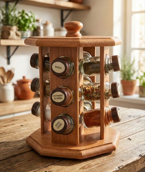 Prieskonių rinkinys su stovu 12 vnt. P4012 | Sukamas, Balta spalva, Su prieskoniais