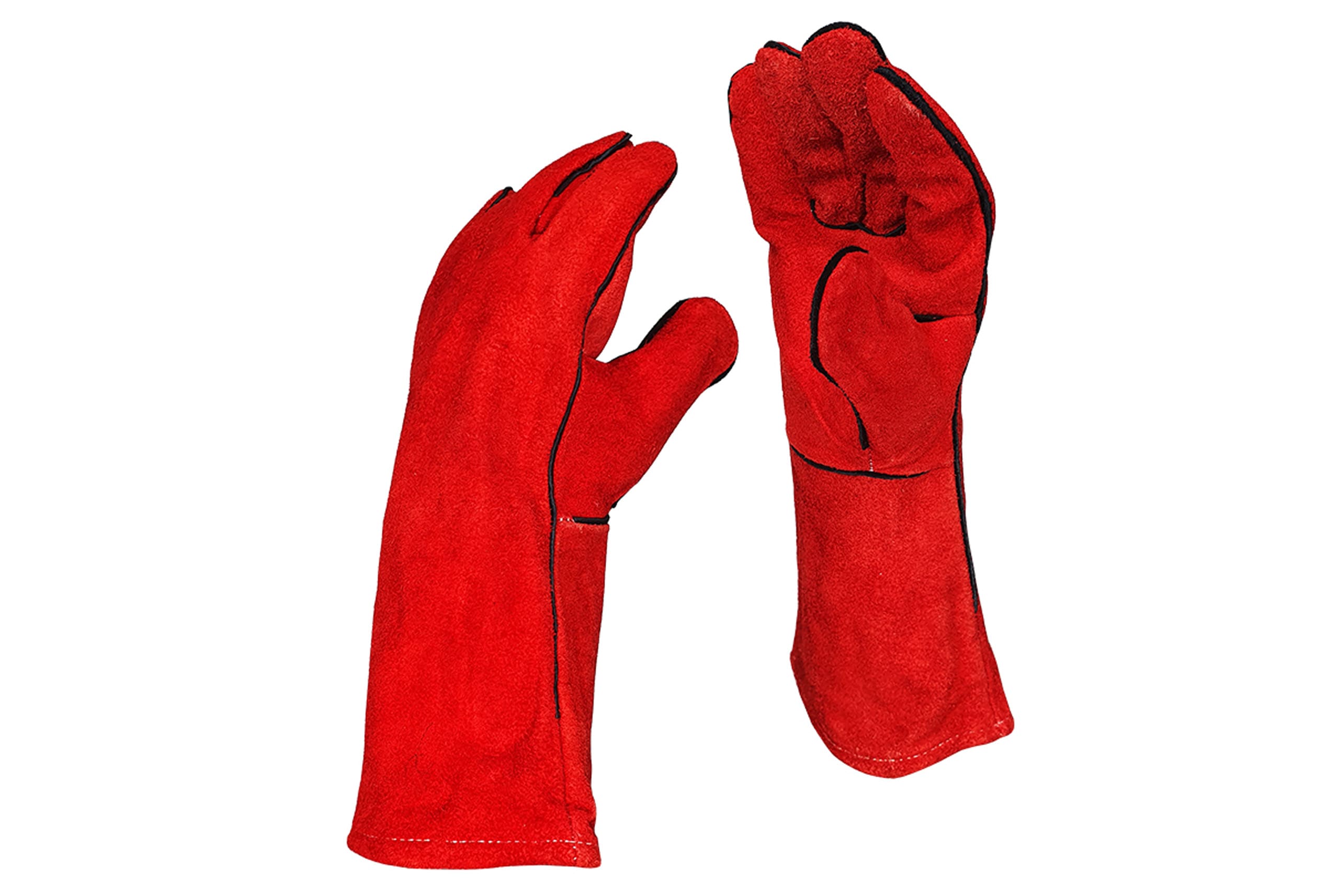 Pirstines-ZY248GL-1 ZYLE Karstumizturīgi cimdi ZY248GL | 33 cm garums, šķelta govs āda, paredzēti griliem, sarkani - Image 1