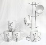 Violet Puodelių rinkinys su stovu VC460K, 6 vnt., 300 ml | Keramika, Galima plauti indaplovėje