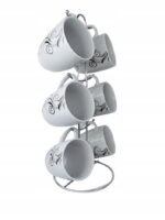 Violet Puodelių rinkinys su stovu VC431K, 6 vnt., 300 ml | Keramika, Galima plauti indaplovėje