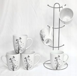 Violet Puodelių rinkinys su stovu VC460K, 6 vnt., 300 ml | Keramika, Galima plauti indaplovėje