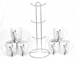 Violet Puodelių rinkinys su stovu VC460K, 6 vnt., 300 ml | Keramika, Galima plauti indaplovėje