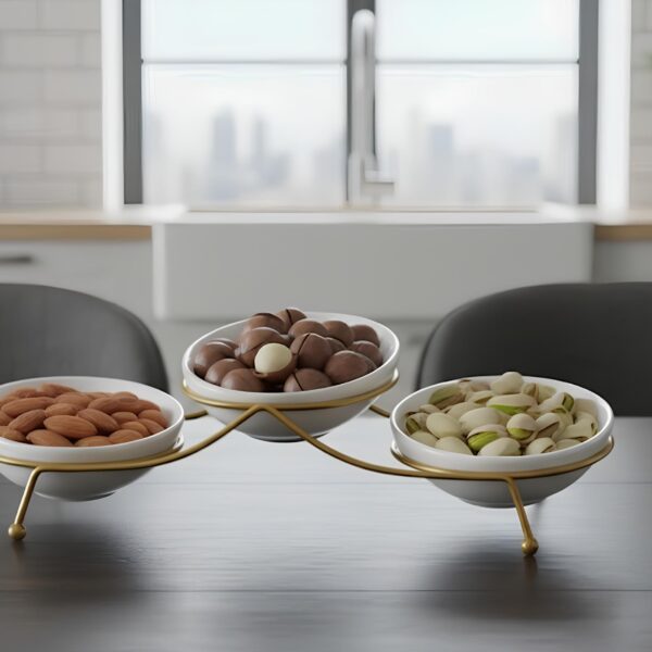 LICHTENBERG Ovalių Dubenėlių Rinkinys HL-14468 | 3 Porcelianiniai Dubenys su Stovais