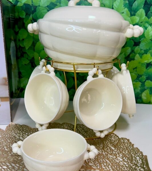 Kreminis sriubos rinkinys "Grietinėlė" | Su stovu ir 6 dubenėliais