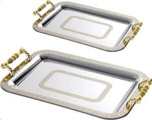 HOMELUX Padėklų Rinkinys (2 vnt.) | Nerūdijantis Plienas, Aukso Spalvos Rankenos ir Raštas