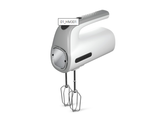 TAURUS Rankinis Mikseris HM301 | 300 W, 5 Greičiai, Su Turbo Funkcija ir Nerūdijančio Plieno Priedais