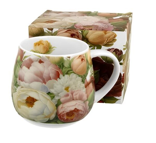 Keraminis puodelis „PIWONIE“ (430 ml) – romantiškas dizainas su bijūnų motyvu