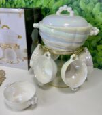 Perlamutrinis sriubos rinkinys "Perlas" | Su stovu ir 6 dubenėliais