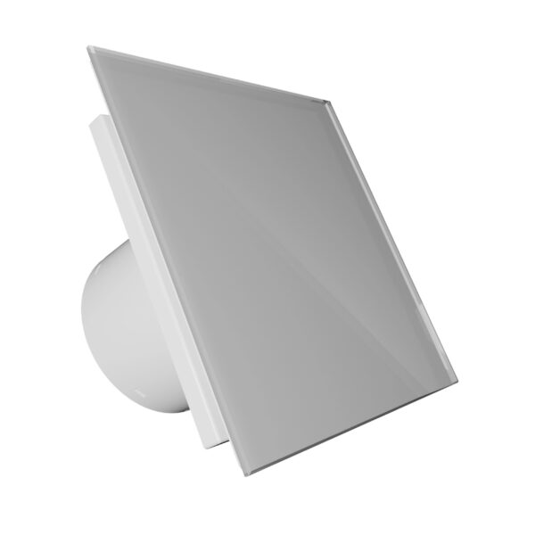 VLano Stikla Panelis EOS Silver Clear | Piemērots Ø100/Ø125 mm Ventilatoriem, Matēts Tērauds