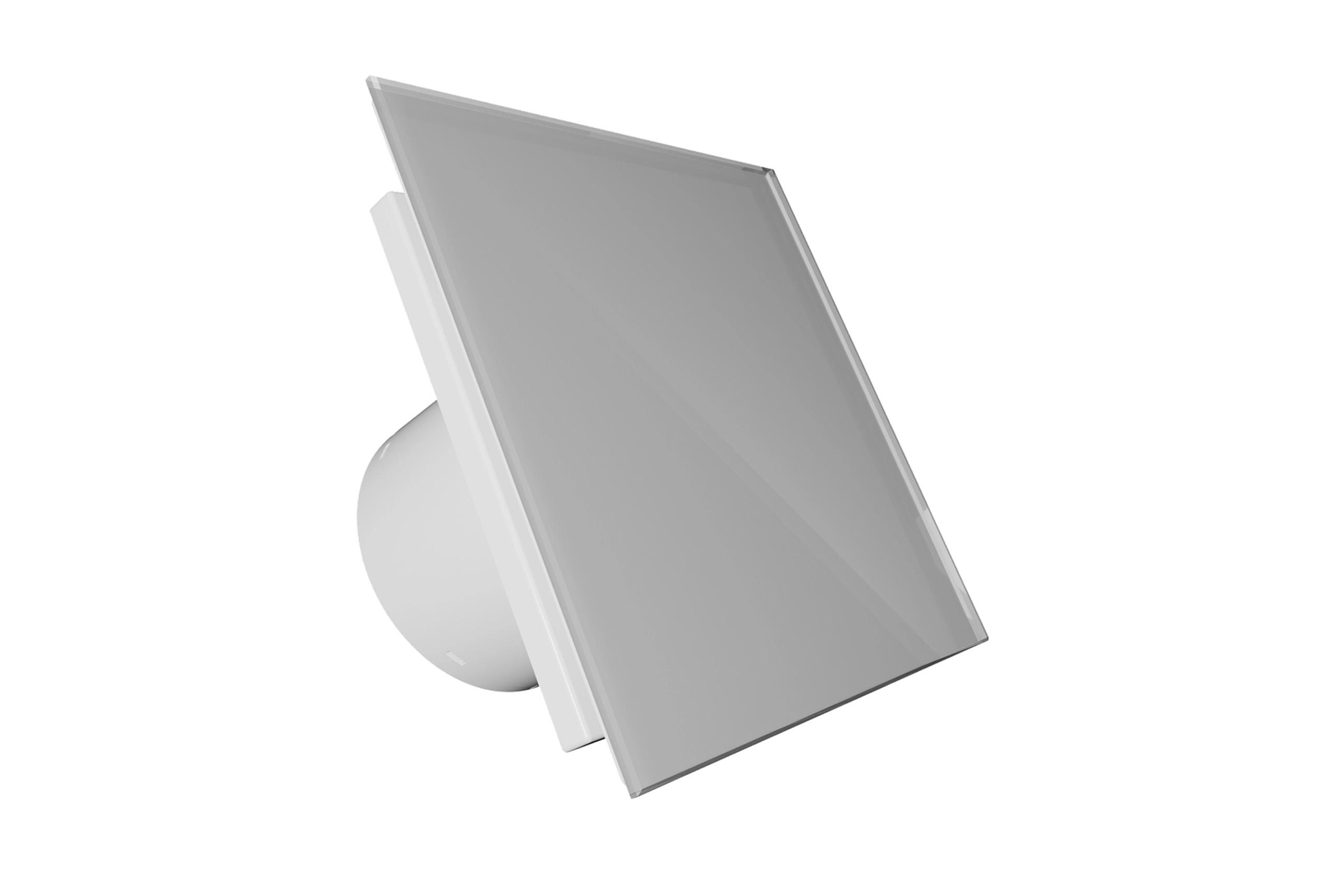 Ventiliatorius-Vlano-EOS-Silver-Clear-panele-2 VLano Stikla Panelis EOS Silver Clear | Piemērots Ø100/Ø125 mm Ventilatoriem, Matēts Tērauds - Image 1