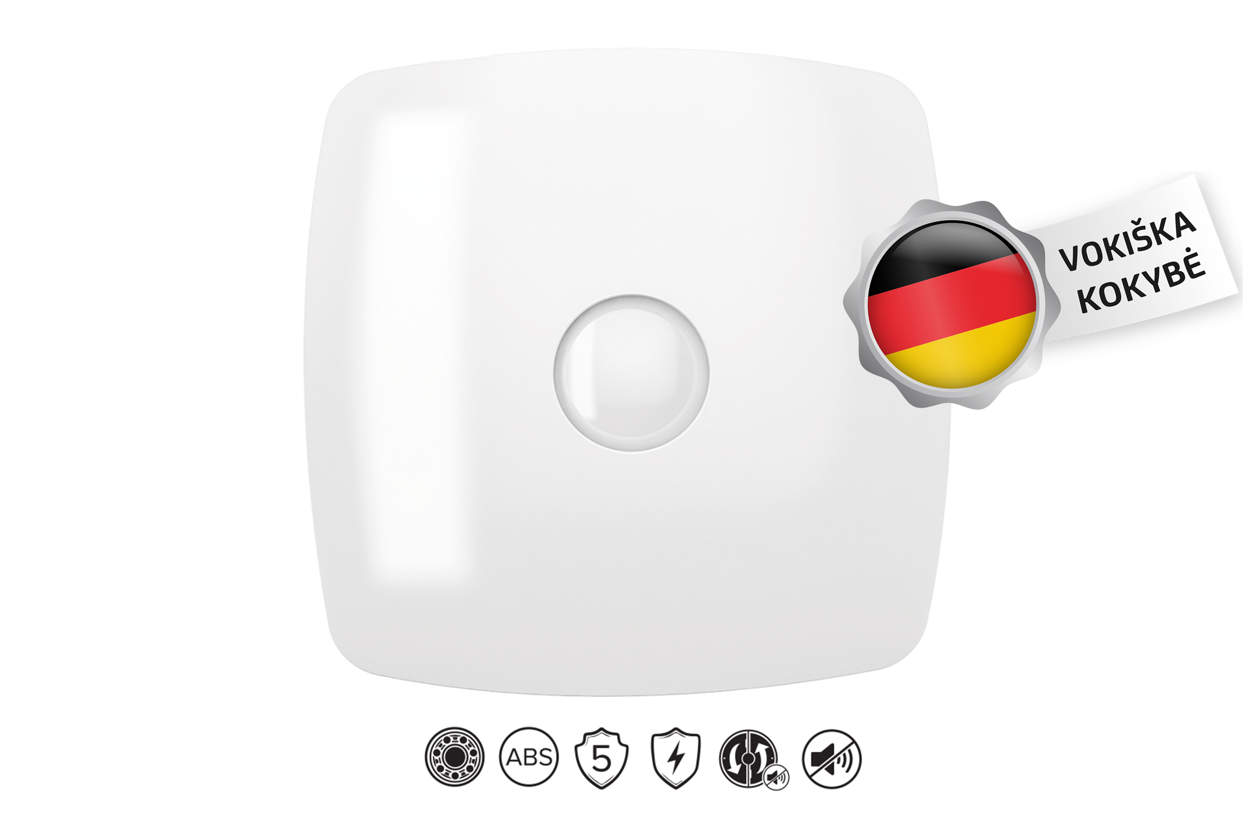 Vonios-Ventiliatorius-Vlano-ENSO-100-Paprasta-Komplektacija-⌀100-mm Vlano Vonios ventilators ENSO 100 (Vienkārša komplektācija) | Ø 100 mm, Kluss (32 dB), Ar vārstu - Image 1