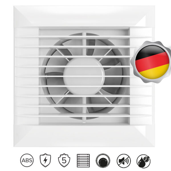 Vlano Vannas istabas ventilators FLAP 100 TH | Ø 100 mm, Automātiskās žalūzijas, Mitruma sensors