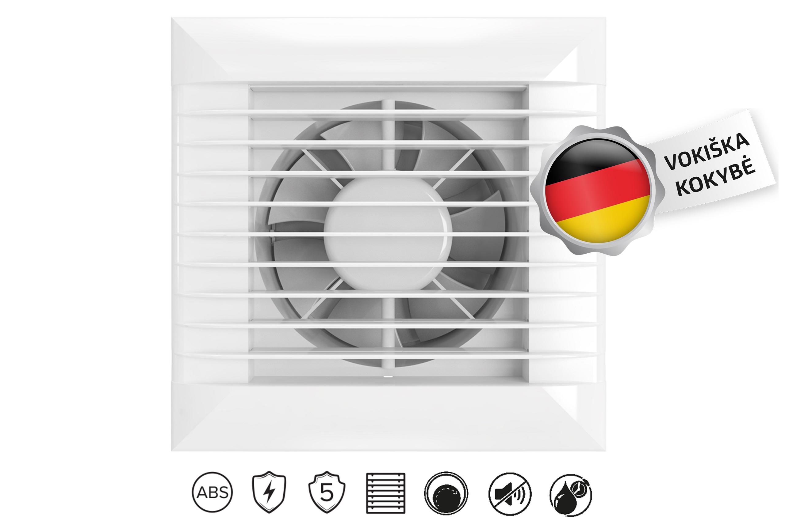 Vonios-Ventiliatorius-Vlano-FLAP-100-125-150-TH-Su-Laikmaciu-ir-Dregmes-Jutikliu-100-125-150mm-2 Vlano Vannas istabas ventilators FLAP 100 TH | Ø 100 mm, Automātiskās žalūzijas, Mitruma sensors - Image 1