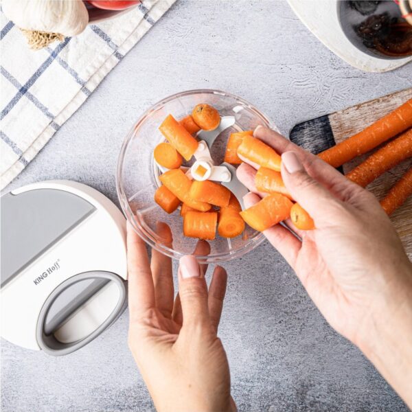 KingHoff Mechaninis maisto smulkintuvas KH-1881, 400 ml | Su virvele, Nerūdijančio plieno ašmenys