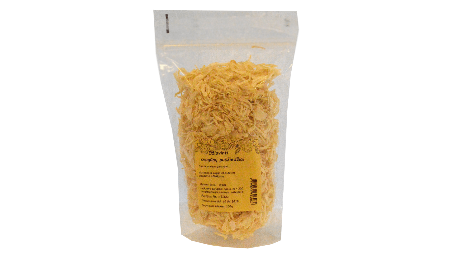 dziovinti-svogunu-pusziedziai Žāvēti sīpolu pusgredzeni, 100 g - Image 1