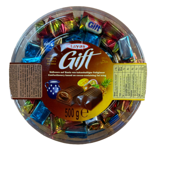 Dažādu šokolādes konfekšu kārba ar augļu pildījumu, 500g