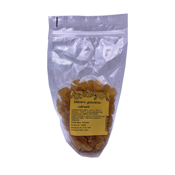 Cukuroti ingvera gabaliņi, 200 g